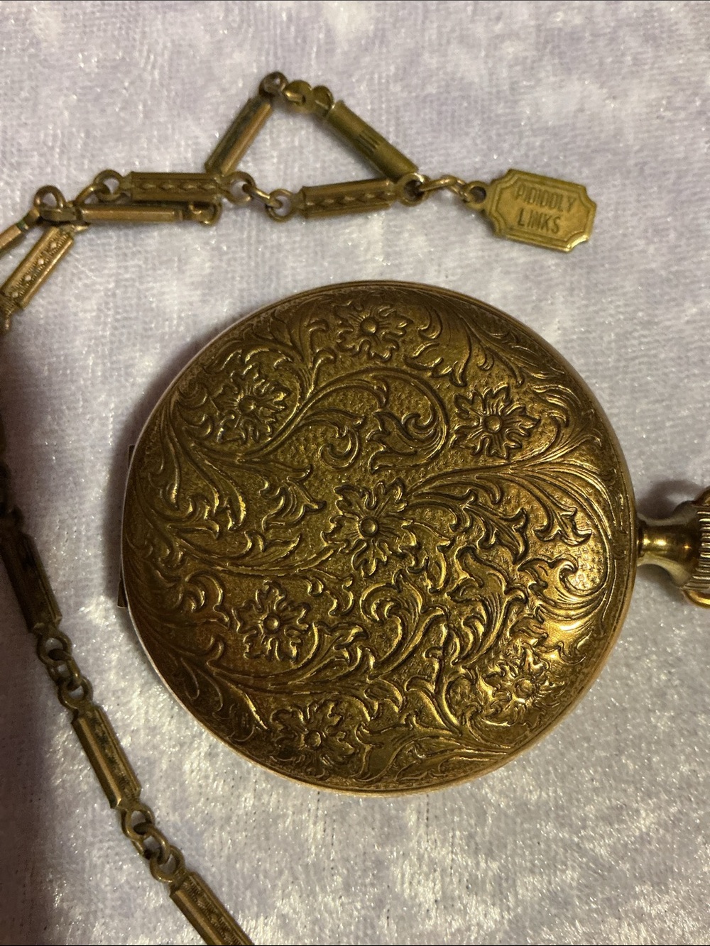 Gold-Tone Vintage Floral Locket Pendant